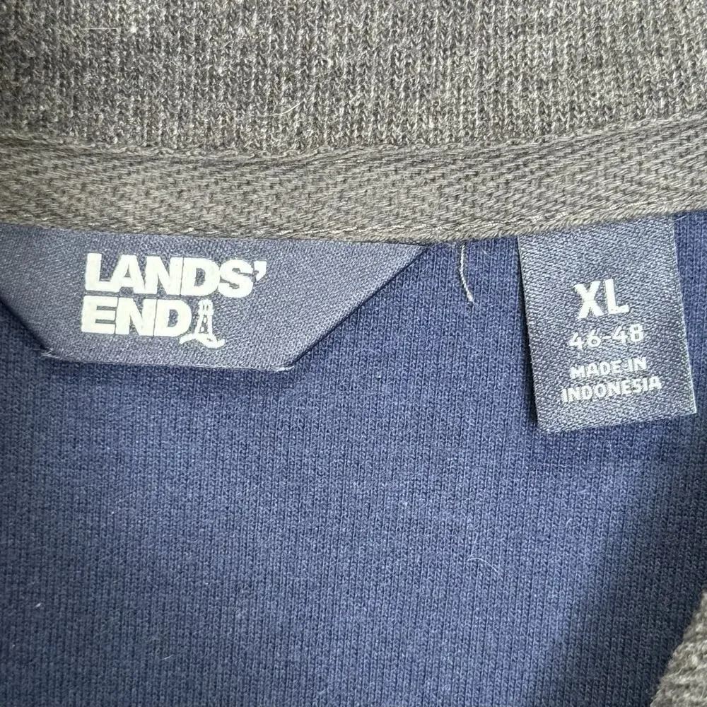 Lands’ End Lot Of 2 Mens Long Sleeve Plaid XLT Polo & XL Quarter Zip Pullover